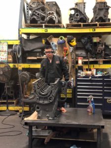 Line boring a diesel block